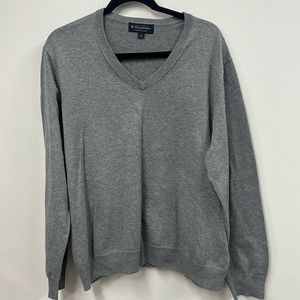 Brooks Brothers gray cotton V neck sweater L